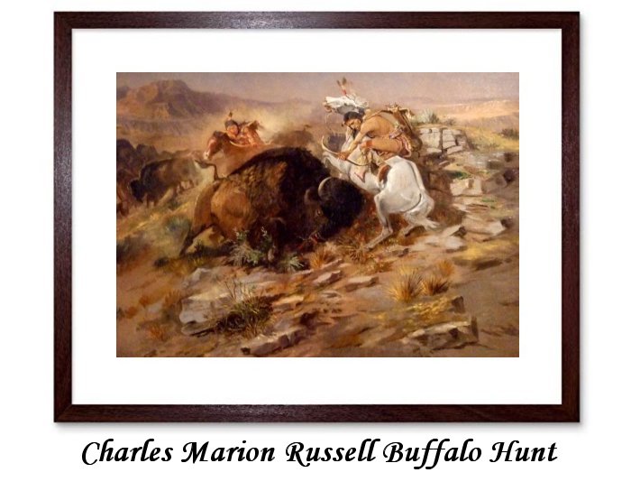 Charles Marion Russell Buffalo Hunt Framed Print